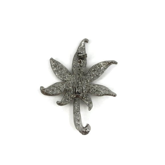 Vintage Silver Tone Poinsettia Brooch - Picture 4 of 7